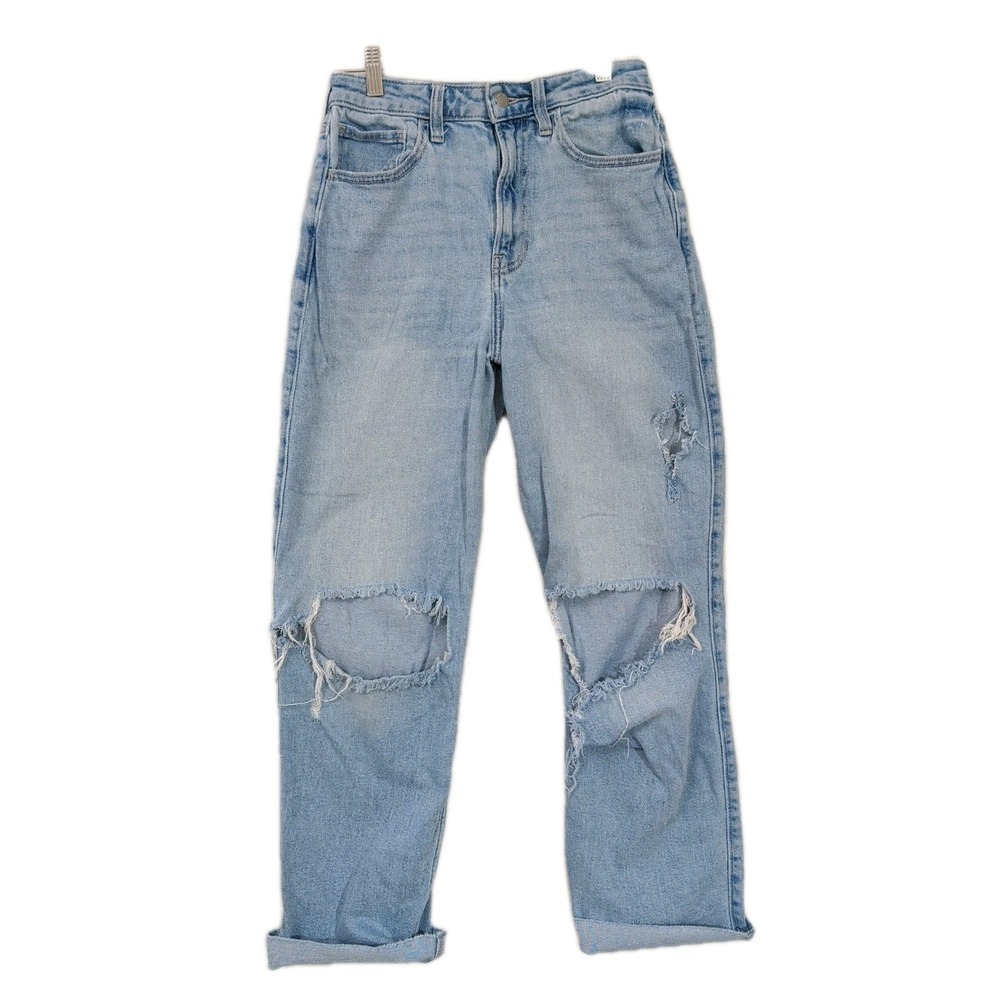 Hollister Ultra High Rise Vintage Straight Jeans‎ Womens 3 Long 26 Destroyed